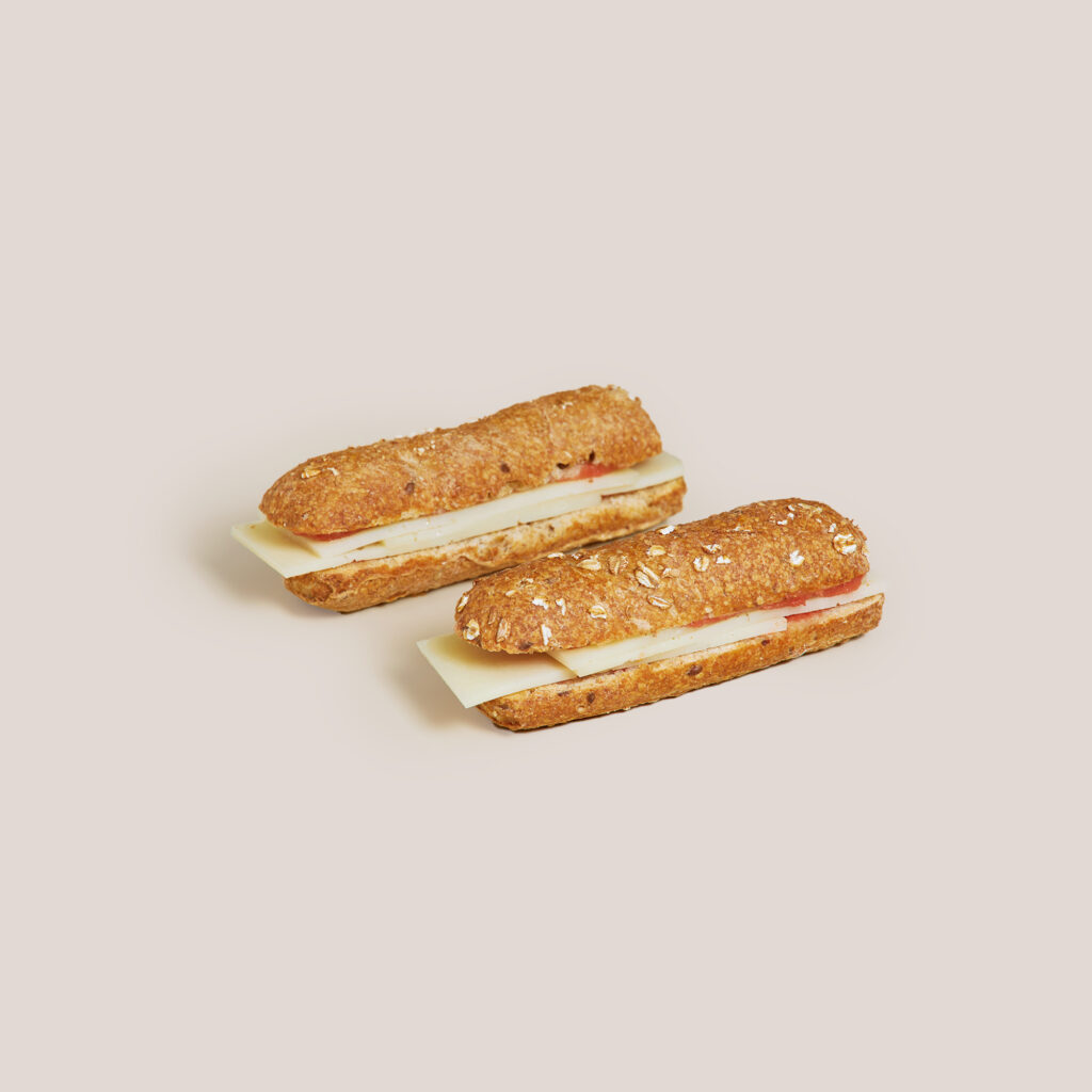 Cereals baguette with cheese